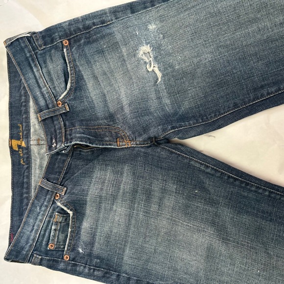 7 For All Mankind Womens Flare Jeans‎ Blue Distressed Frayed Hem Size 29 Ombre - Picture 9 of 9